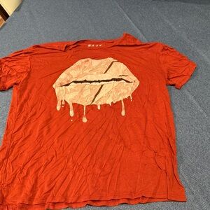 Red Graphic T-Shirt with Lip Design